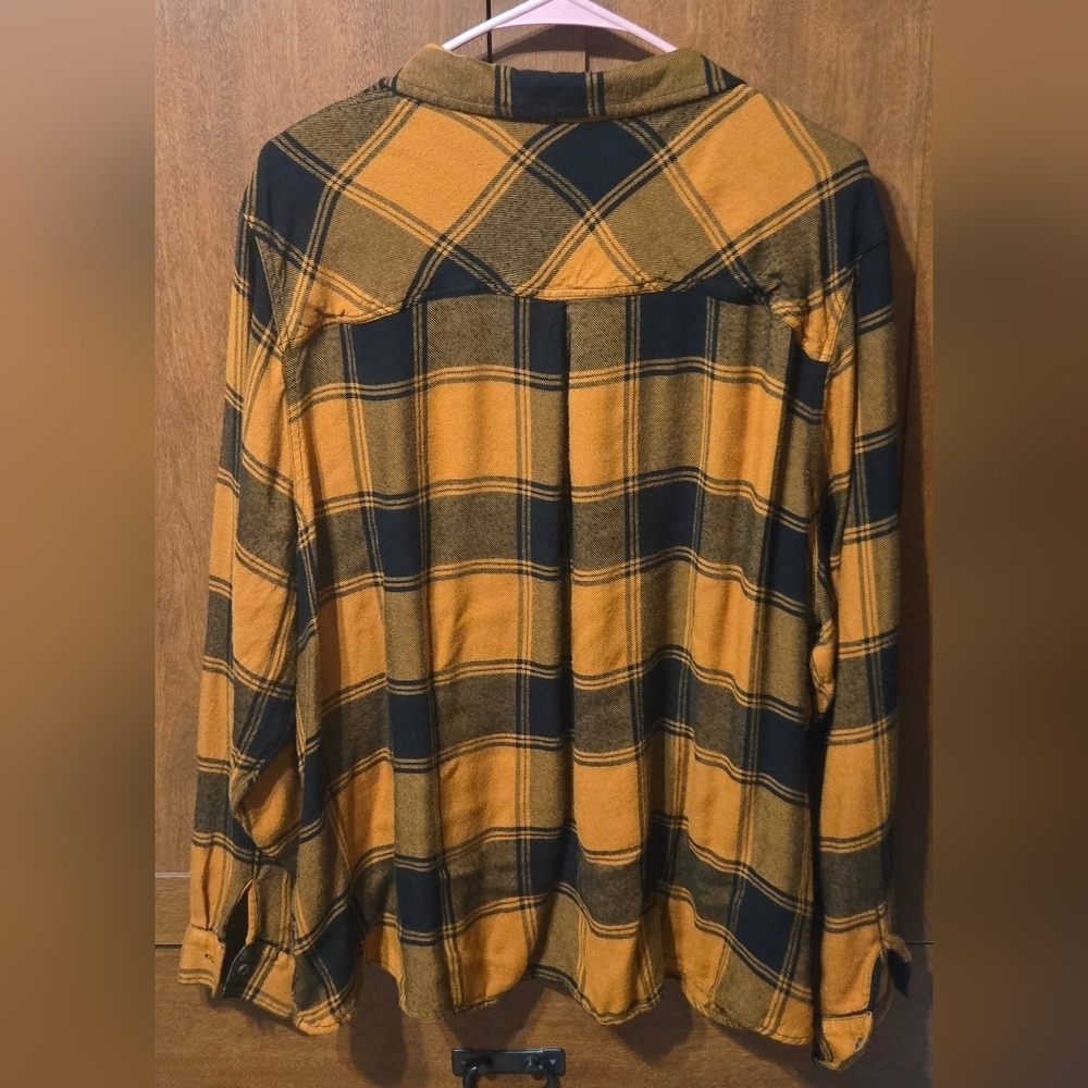 Maurices Mustard and Black Plaid Shirt - Picture 2 of 4